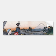 Mt. Fuji Viewed from a Teahouse c. 1800s Japan Bumper Sticker