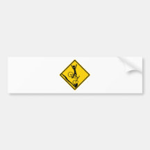 Mtn Biker Crash Road Sign Bumper Sticker