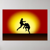 Muay Thai Flying Knee "Sunset in Thailand" Poster