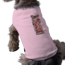 mucha art deco white star champagne woman pet t shirt