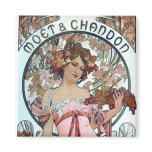 mucha art deco white star champagne woman magnets
