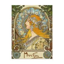Mucha Art Nouveau Postcard -  Zodiac  - La Plume