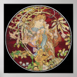 Mucha Art Nouveau Poster Print: Woman With Daisy