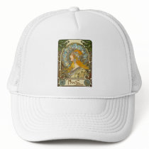 Mucha Art Nouveau Poster -  Zodiac  - La Plume Mesh Hats