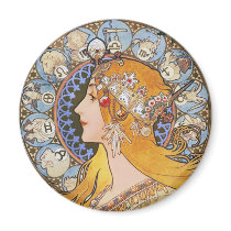 Mucha Art Nouveau Poster -  Zodiac  - La Plume Magnet