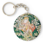 Mucha Art Nouveau: Woman With Daisy Key Chain