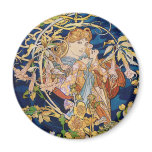 Mucha Art Nouveau: Woman With Daisy Refrigerator Magnets