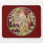 Mucha Art Nouveau: Woman With Daisy Mouse Pad