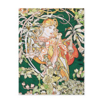 Mucha Art Nouveau: Woman With Daisy Post Card