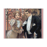 Mucha flirt woman man romantic love postcard