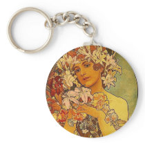 mucha flowers key chains