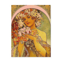 mucha flowers post card