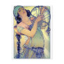 mucha gypsy tambourine dance music woman postcard