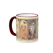 Mucha ~ Panel of Three Coffee Mugs