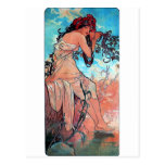 Mucha Summer lady woman long dress Postcard