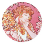 Mucha Woman Among the Flowers Art Nouveau Stickers