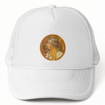 Mucha - Woman with Jewels - Vintage Art Trucker Hat