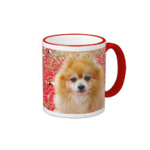 Mug | Pomeranian Marley with Red flowers
