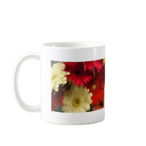 Mug, red and yellowish African daisies