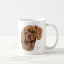 Mug, Ruby cavalier king charles spaniel puppy