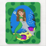 Muirenn the Green Mermaid and Dolphin Mousepad