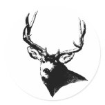 mule deer buck round sticker