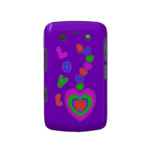 Multi Colour Hearts Purple BlackBerry Bold Case