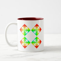 Multi-Colour Rainbow Flowers. On White. Coffee Mugs