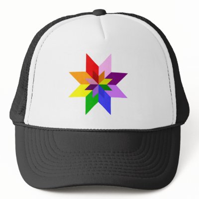 Multi-Colour Star: Eight Point: Mesh Hat by spiritswitchboard