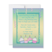 Multi-coloured Cupcake Birthday Personalised Invite