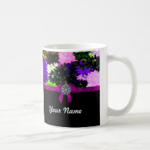 Multi-coloured floral mugs