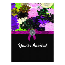 Multi-coloured floral personalized invite
