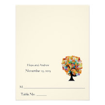 Multi Coloured Flower  Love Tree Wedding Place Car Custom Invitations