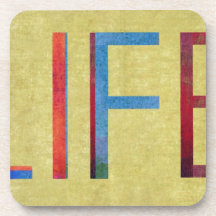Multi-Coloured Life Vintage Style Motivation Beverage Coaster
