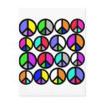 Multi-coloured Peace Symbols postcards