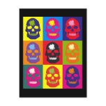 Multi Coloured Skull Silk Screen postcards