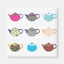 Multi-coloured Tea Kettles Refrigerator Magnets