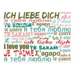 Multi Language Love Romance Blue Green Red Post Cards