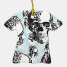 Multi skull and roses.  Don't be Blue. Christmas Tree Ornament