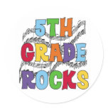 Multicolor 5th Grade Rocks Round Stickers