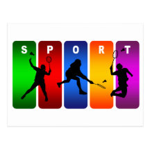 Multicolor Badminton Emblem Postcards