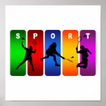 Multicolor Badminton Emblem Poster