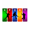 Multicolor Badminton Emblem t-shirts