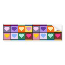 Multicolor Heart Squares Bumper Stickers