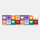 Multicolor Heart Squares Bumper Stickers