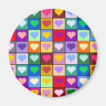 Multicolor Heart Squares Fridge Magnet