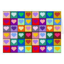 Multicolor Heart Squares Greeting Card