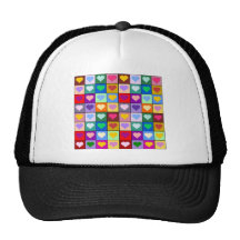 Multicolor Heart Squares Hat