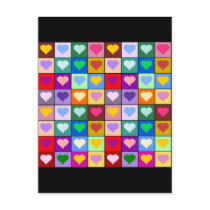 Multicolor Heart Squares Post Cards