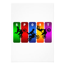 Multicolor Motocross Emblem Personalised Invites
